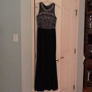 Black beaded prom dress
